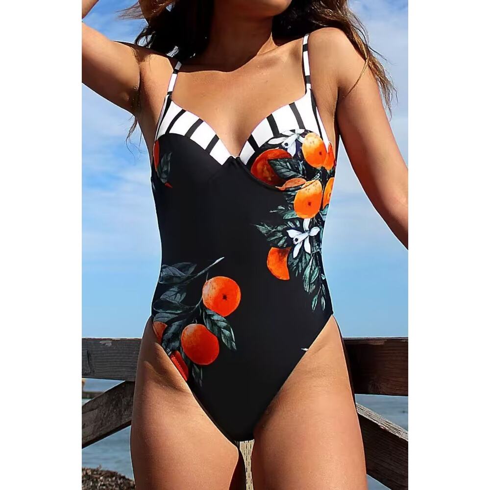 Cupshe Orange Angel Print One-piece Swimsuit Size Large women's Swimsuit Bathing